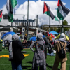 Tents and fences set up at UBC as Eby deplores 'most hateful' speech praising Hamas